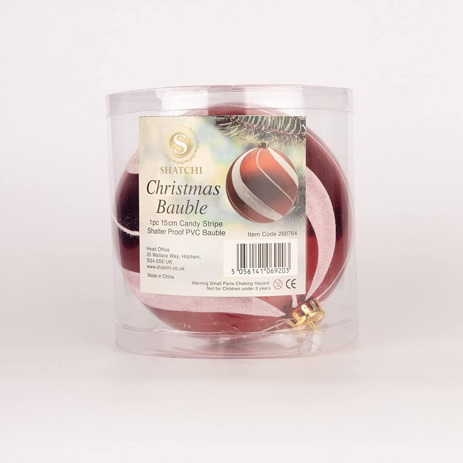 Baubles Candy Stripe 15Cm 3Pcs Pvc