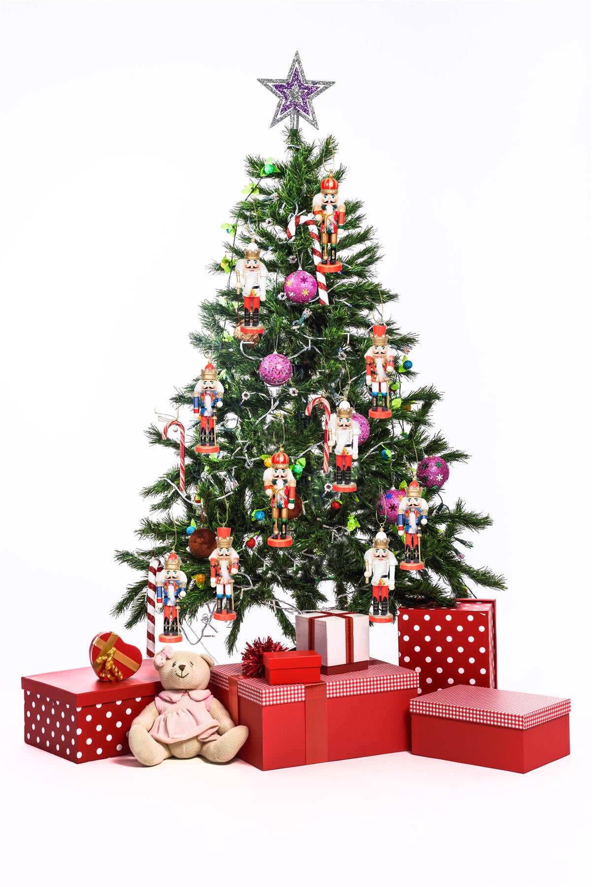 Wooden Nutcrackers Figures Christmas Ornament 4Pcs Set 13Cm