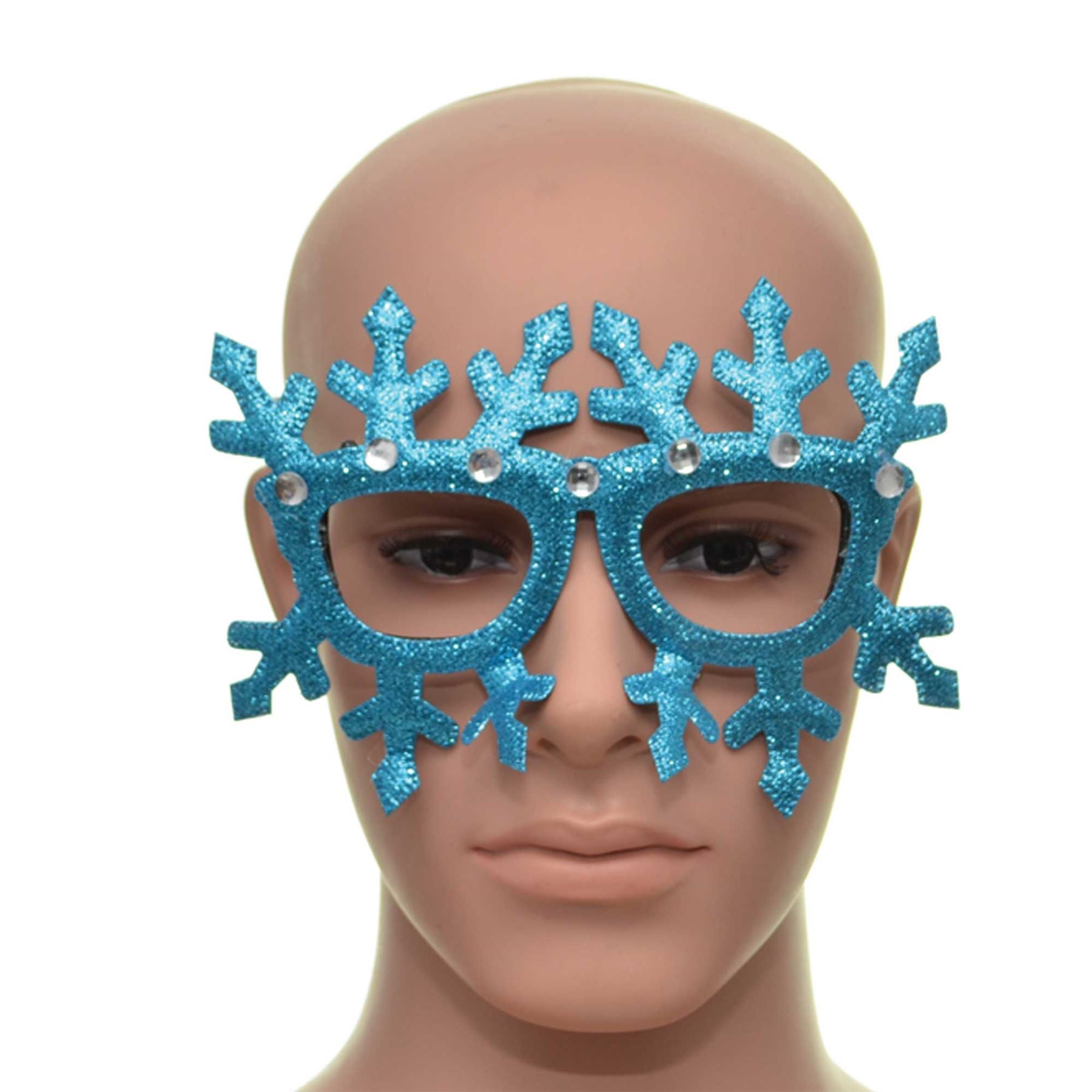 Blue Gitter Snowflake Christmas Glasses One Size Specs Fancy Xmas Dress Novelty Sunglasses Party Accessories