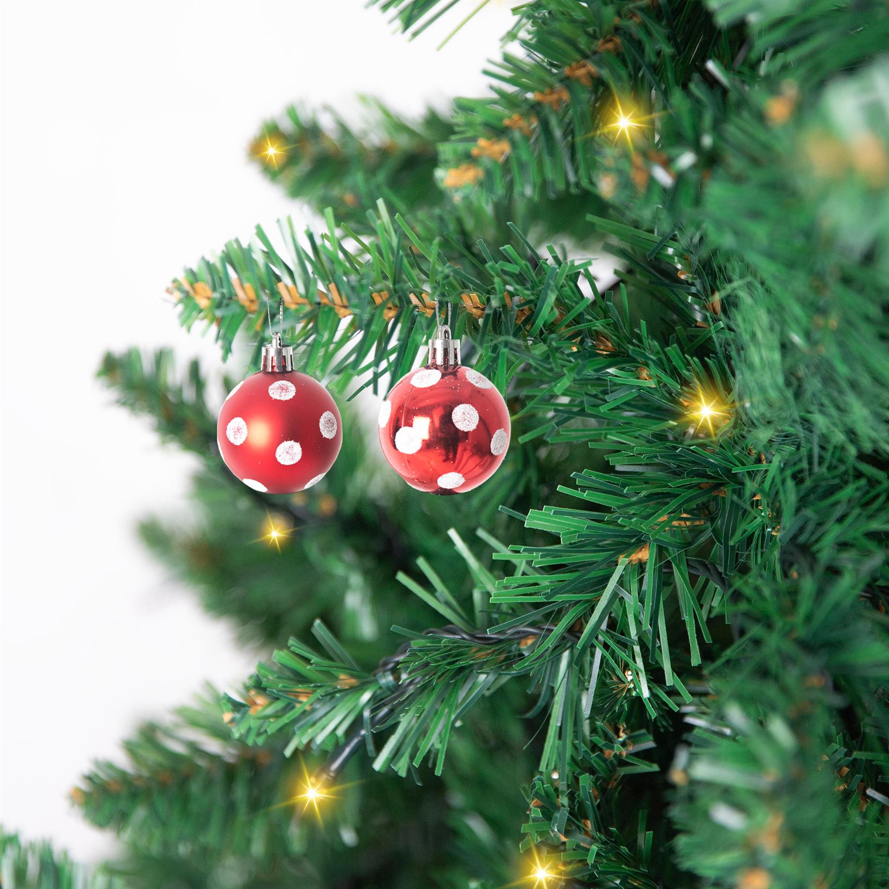Baubles Red White Polka Dots 3Cm 12Pcs Set Pvc