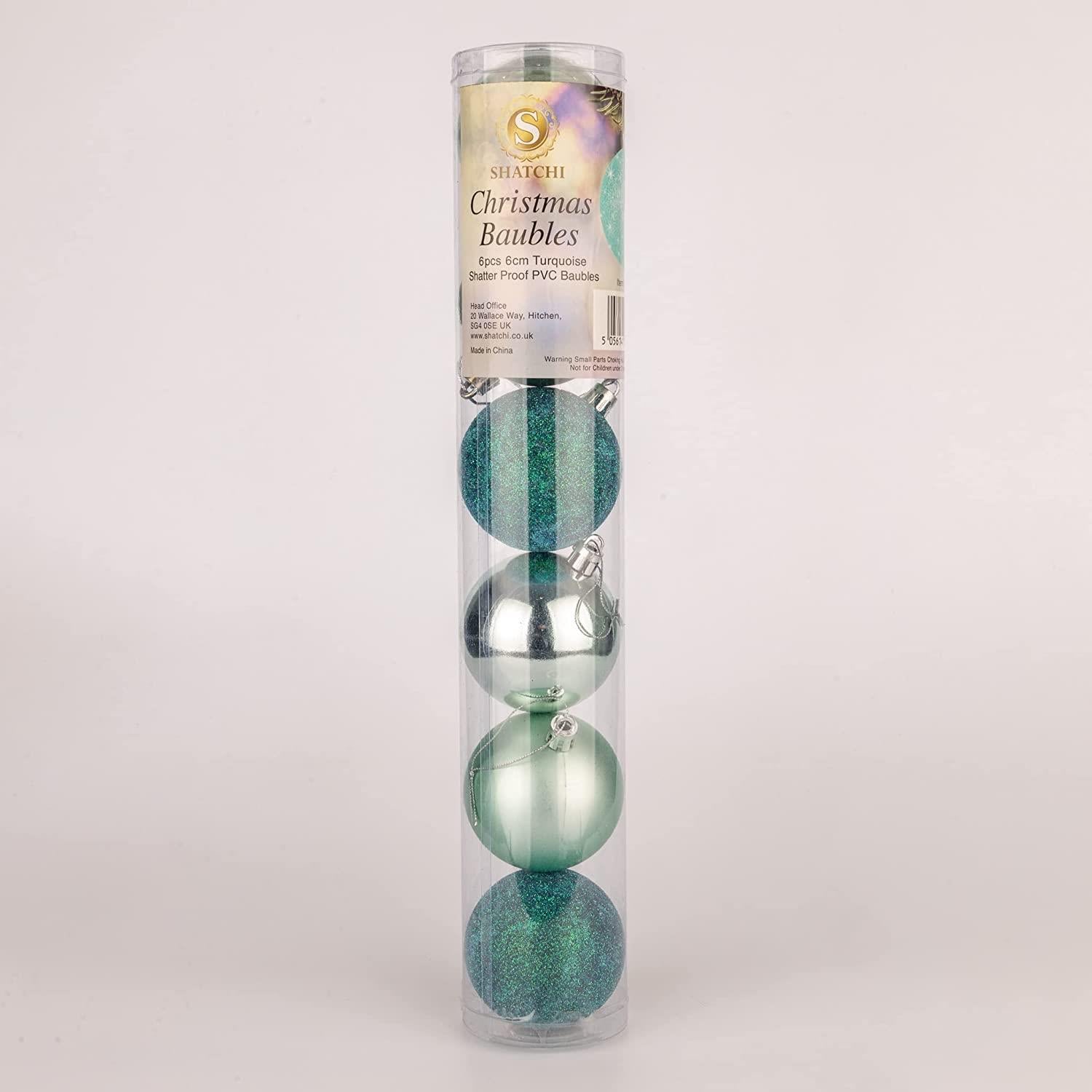 Baubles Turquoise 5Cm 12Pcs Set Pvc