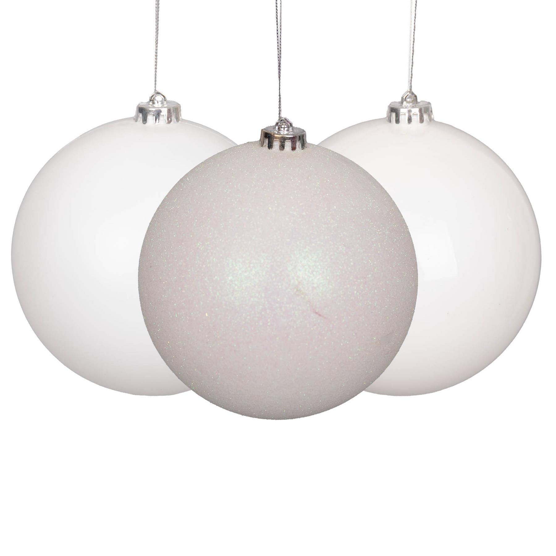Baubles White 10Cm 3Pcs Set Pvc