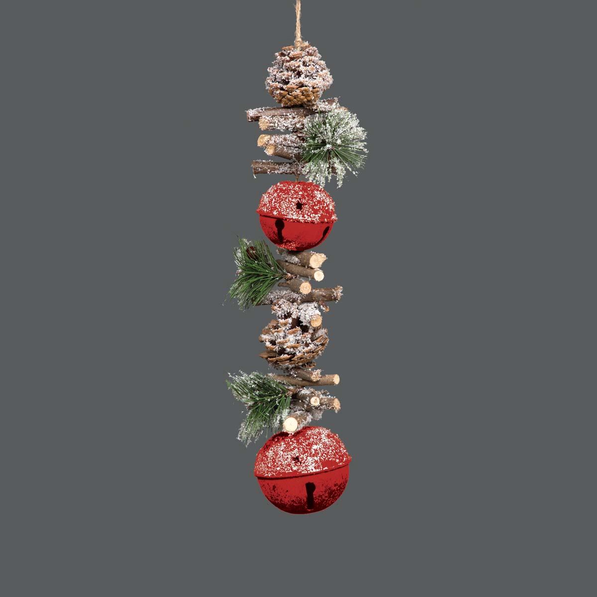 50Cm Garland Hanging Decoration With Red Double Bells