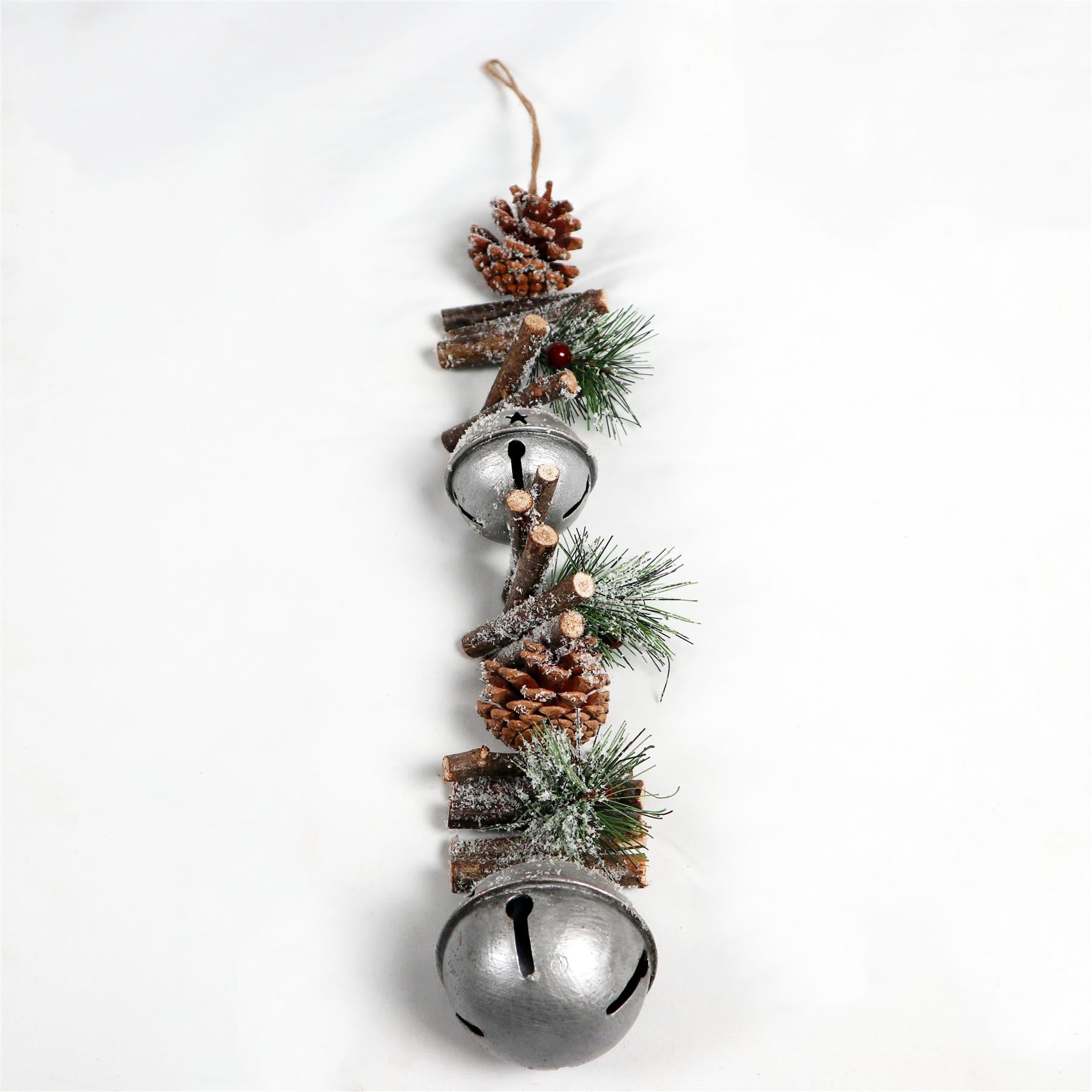 50Cm Garland Hanging Decoration With Silver Double Bells