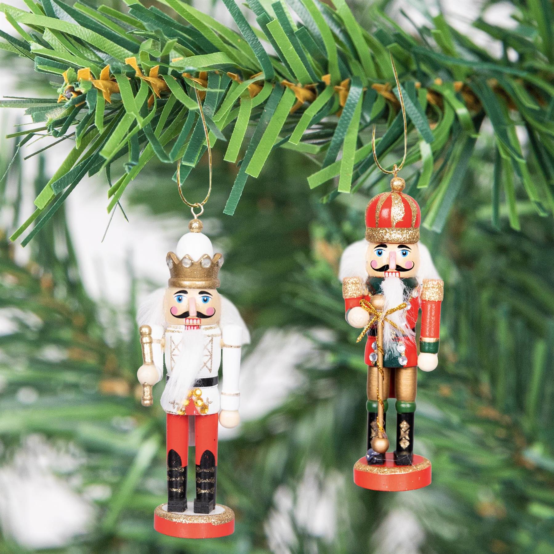Wooden Nutcrackers Figures Christmas Ornament 4Pcs Set 13Cm