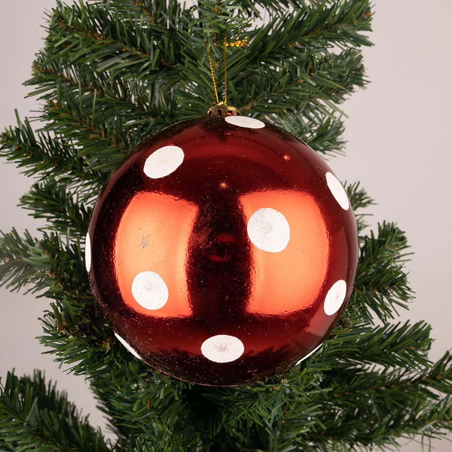 Baubles Red White Polka Dots 15Cm 3Pcs Pvc
