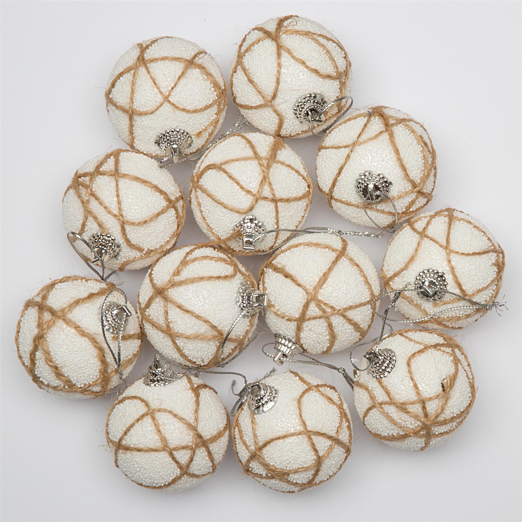 12 White Christmas Tree Decorations Baubles Soft Foam Xmas Home Decor 4 Cm