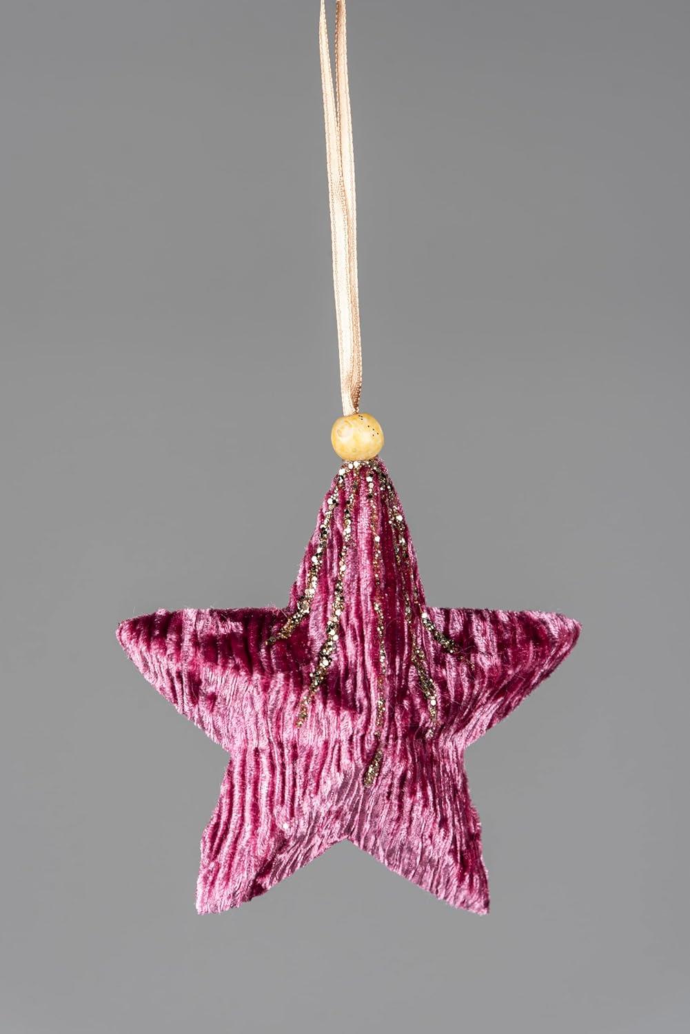 10.5Cm Pink Star - Christmas Hanging Decoration