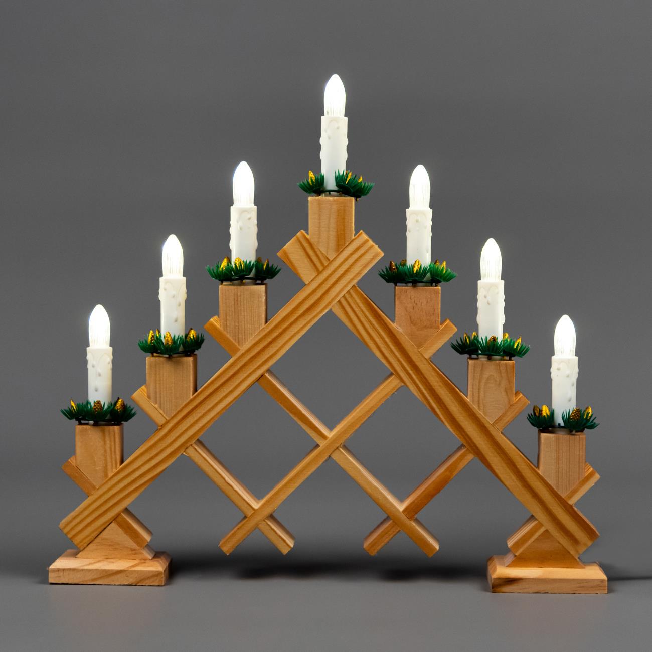 Wooden Candle Bridge Light 7 Bulb Window Xmas Christmas Decoration Arch Decor