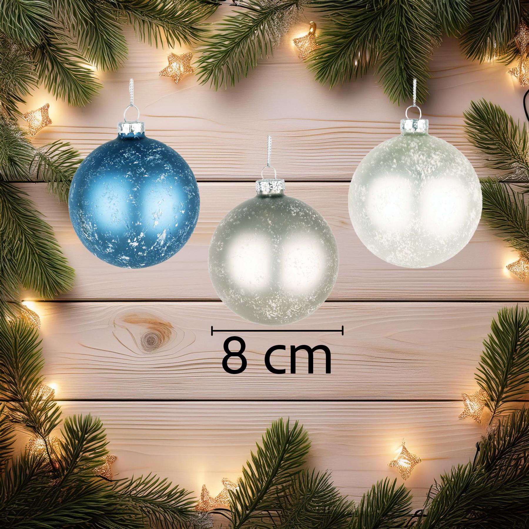 Glass Baubles 12Pcs Set - Marble 3 Assorted Design 8Cm