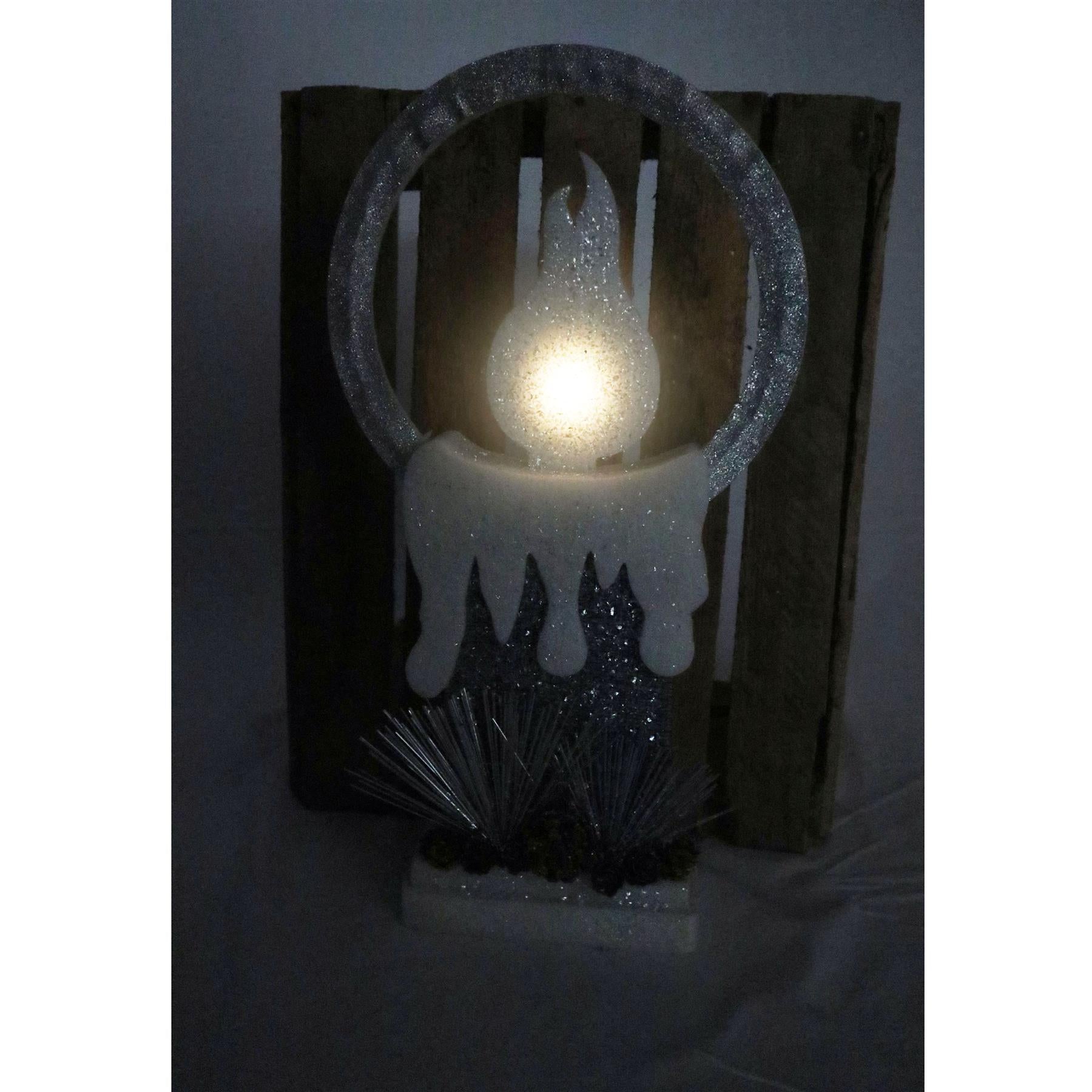 B/O Led Silver Foam Single Candle-41Cm,
1 Led