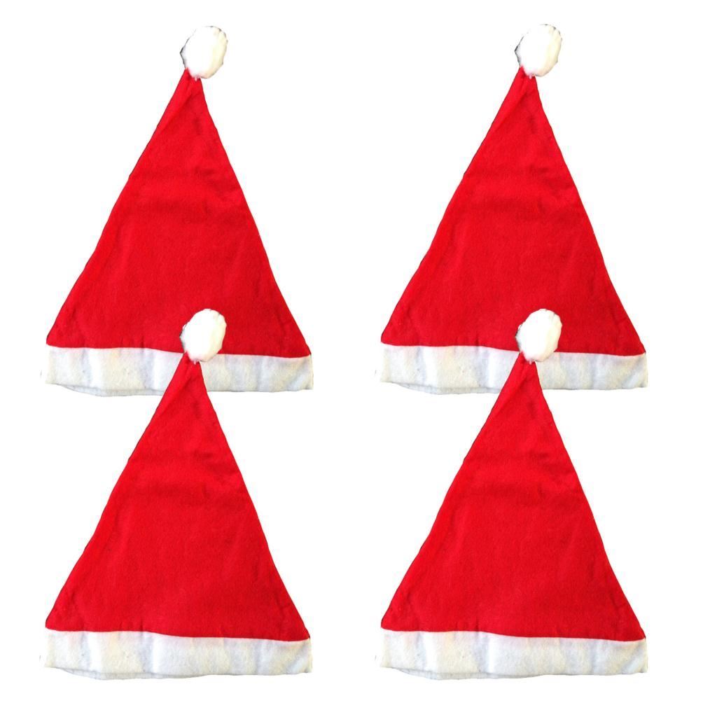 4Pcs Christmas Felt Santa Hat Budget Santa Costume Xmas Fancy Dress Fun Party