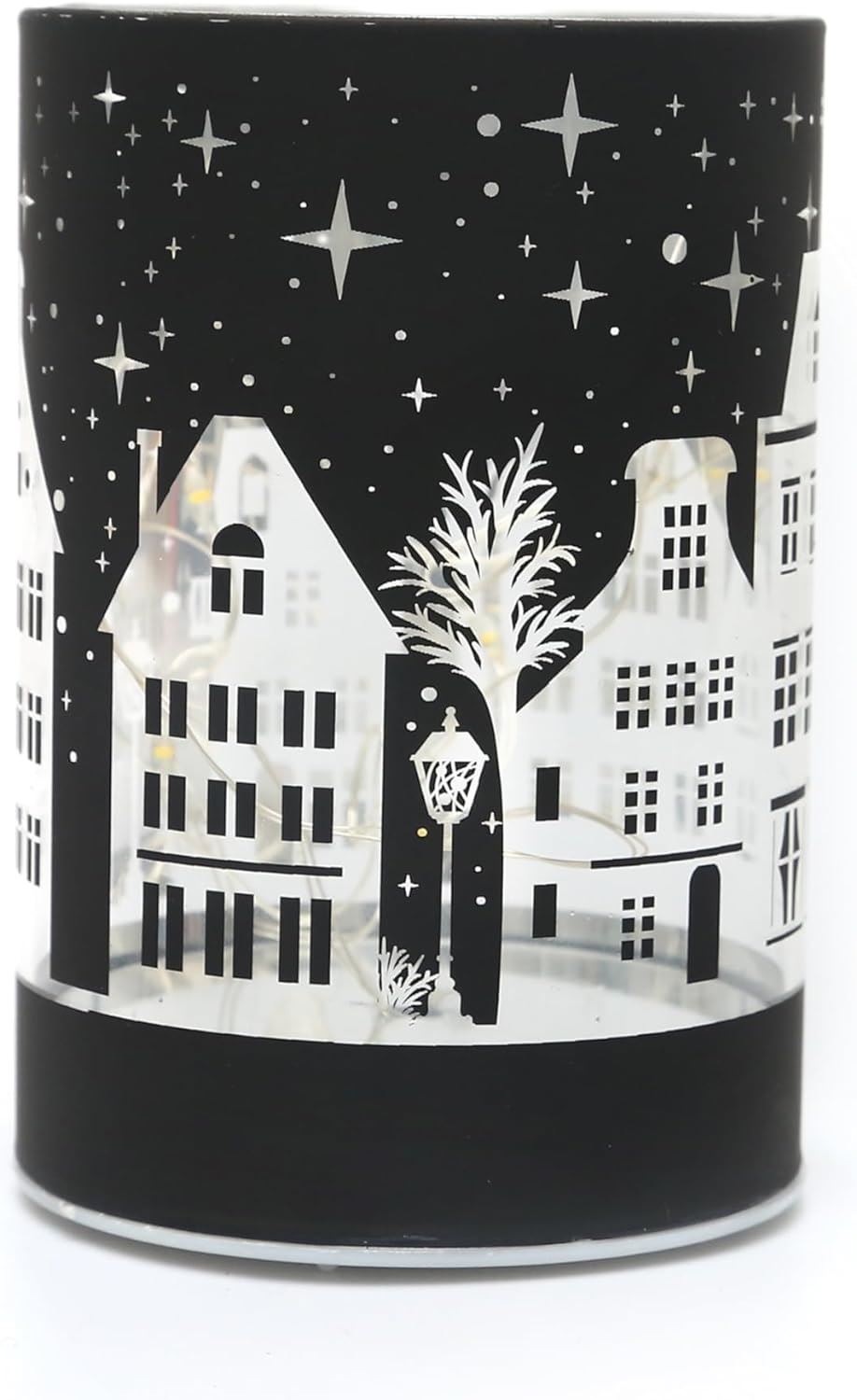 12Cm Christmas Decorated Vase Led Deep Blue Glass Vase / Village