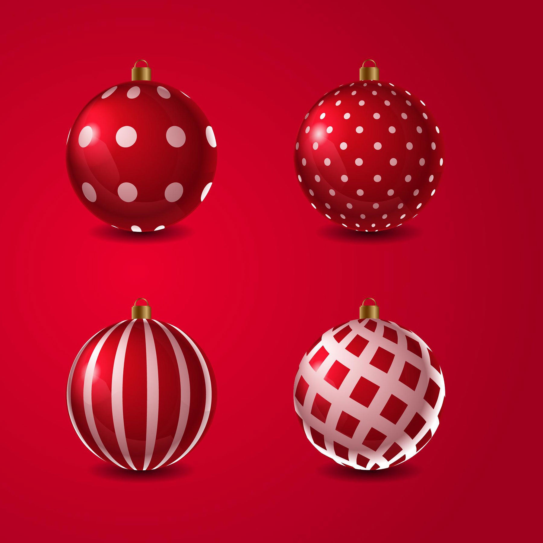 Baubles Red 3Cm-12Pcs Set -Pvc