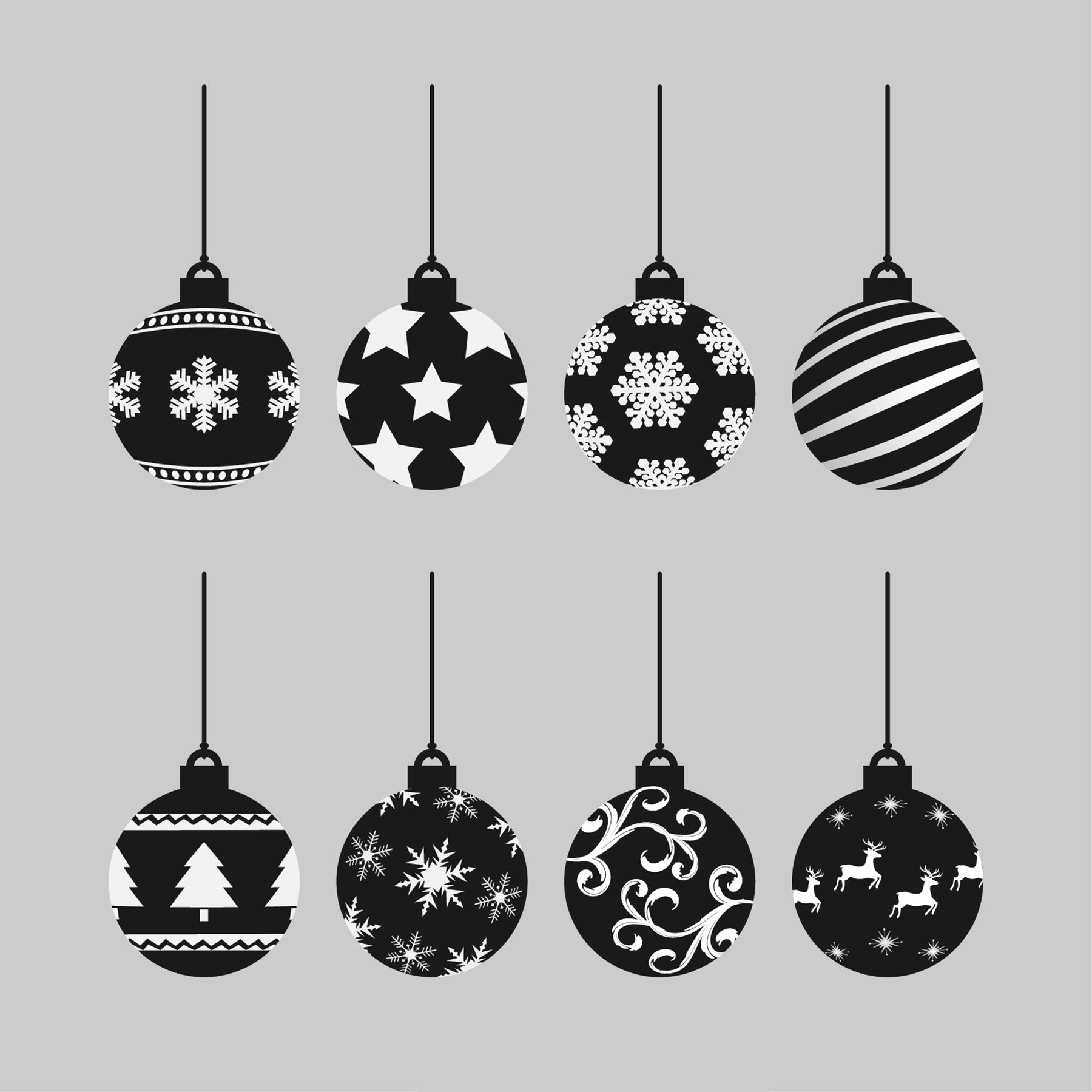 Baubles Black 3Cm-12Pcs Set -Pvc