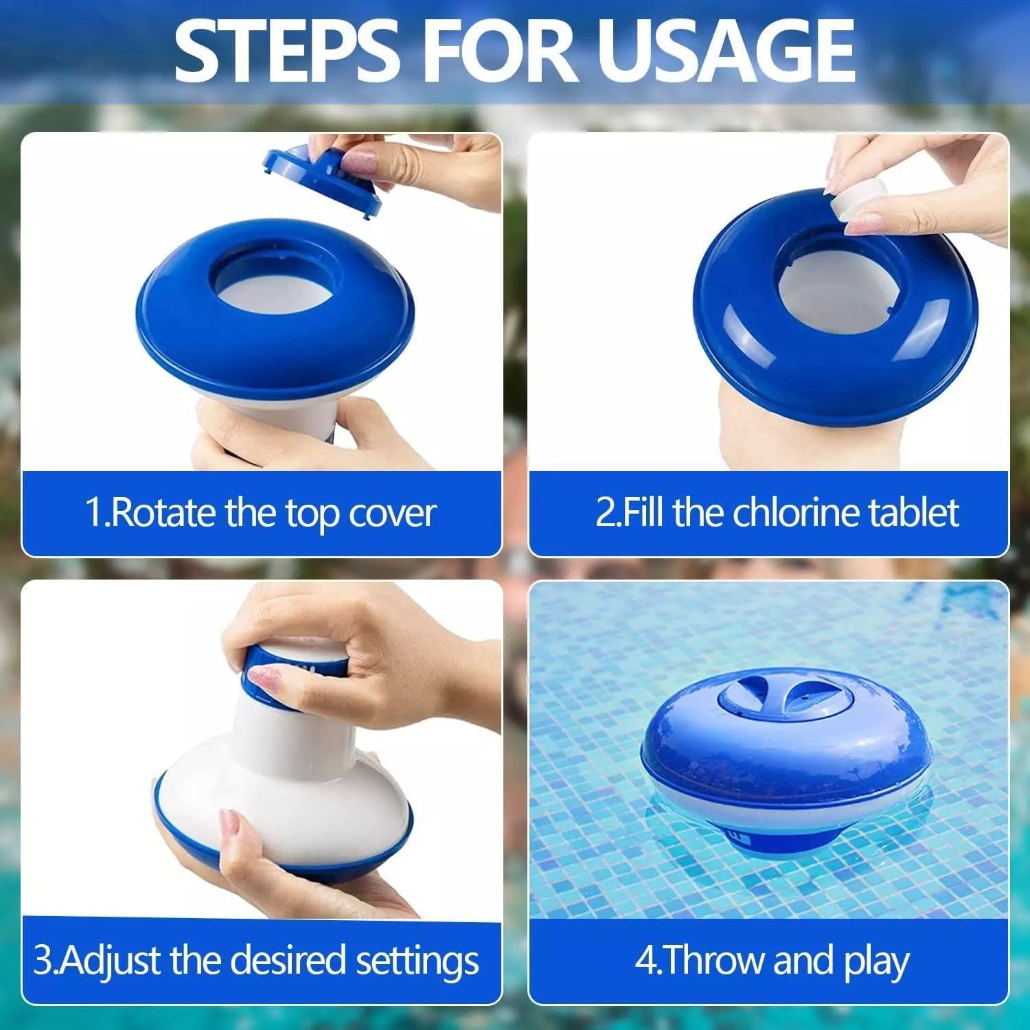1Kg Multifunction Chlorine Tablets 4in1 Slow Release with Floating Dispense 50 x 20g Kit