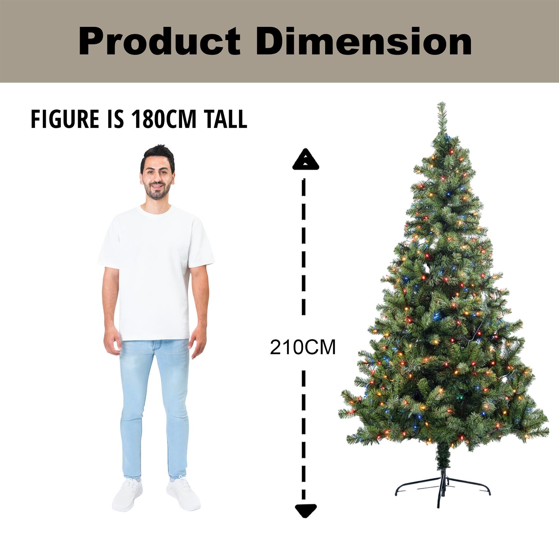 Pre-Lit Christmas Tree Green LED Lights Bushy Pine Outdoor XMAS Home Decor 7FT