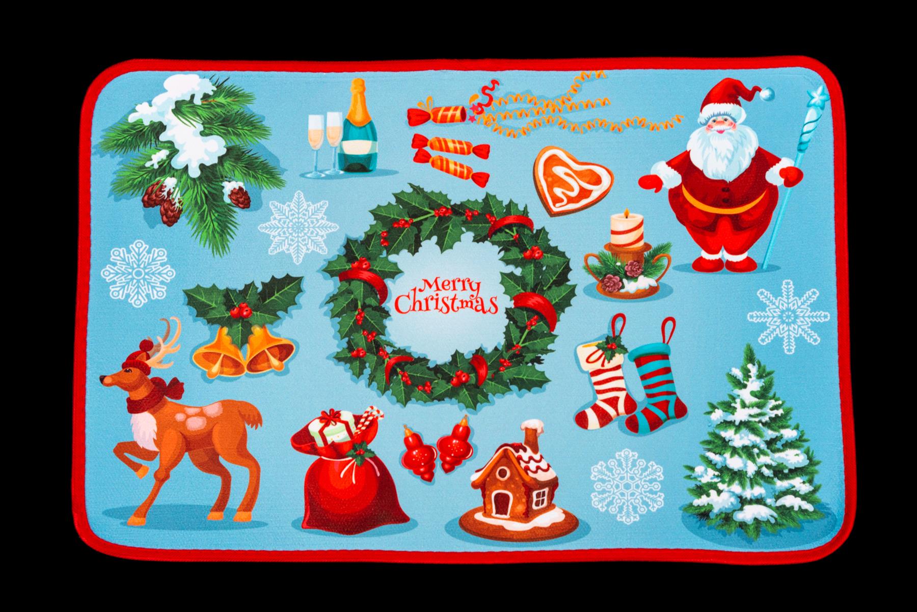 1 Pcs Christmas Door Mats Assorted Santa Xmas Floor Rugs Washable