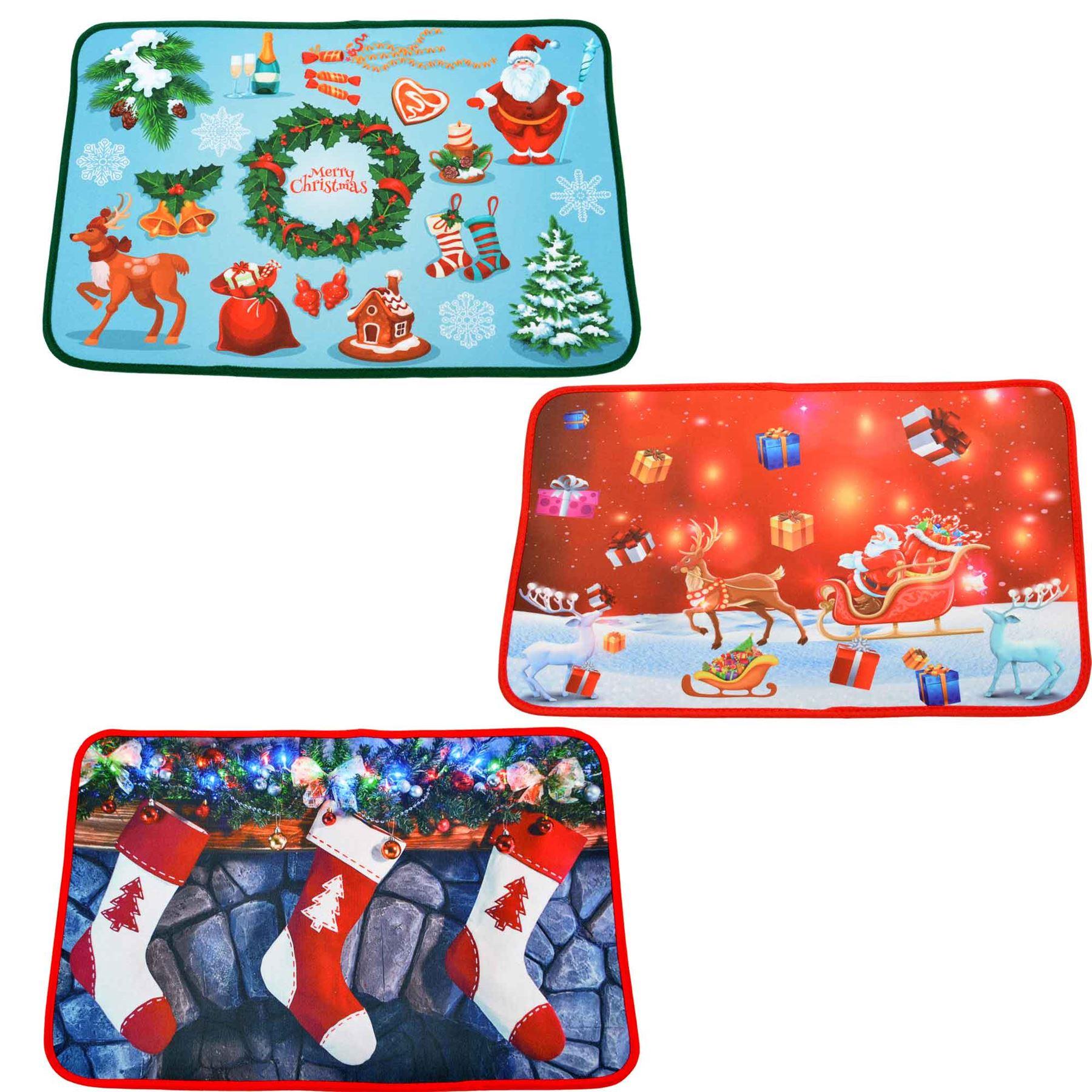 1 Pcs Christmas Door Mats Assorted Santa Xmas Floor Rugs Washable