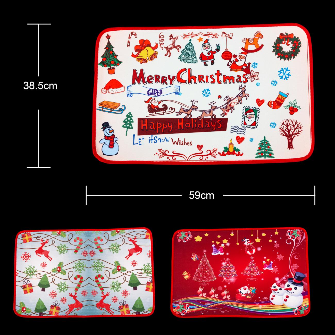 1 Pcs Christmas Door Mats Assorted Santa Xmas Floor Rugs Washable