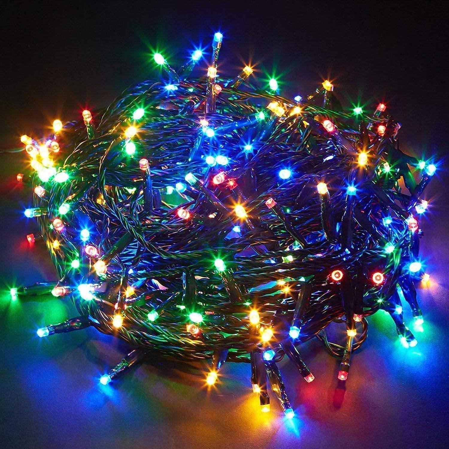 100 Christmas LED Fairy Lights Mains Plug-In Outdoor Garden Xmas Tree Home Decor