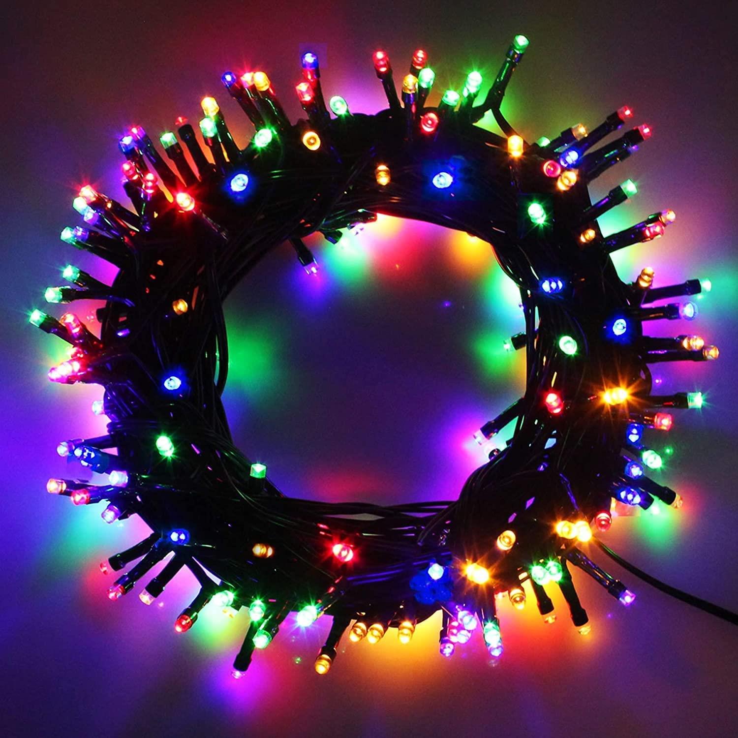 100 Christmas LED Fairy Lights Mains Plug-In Outdoor Garden Xmas Tree Home Decor