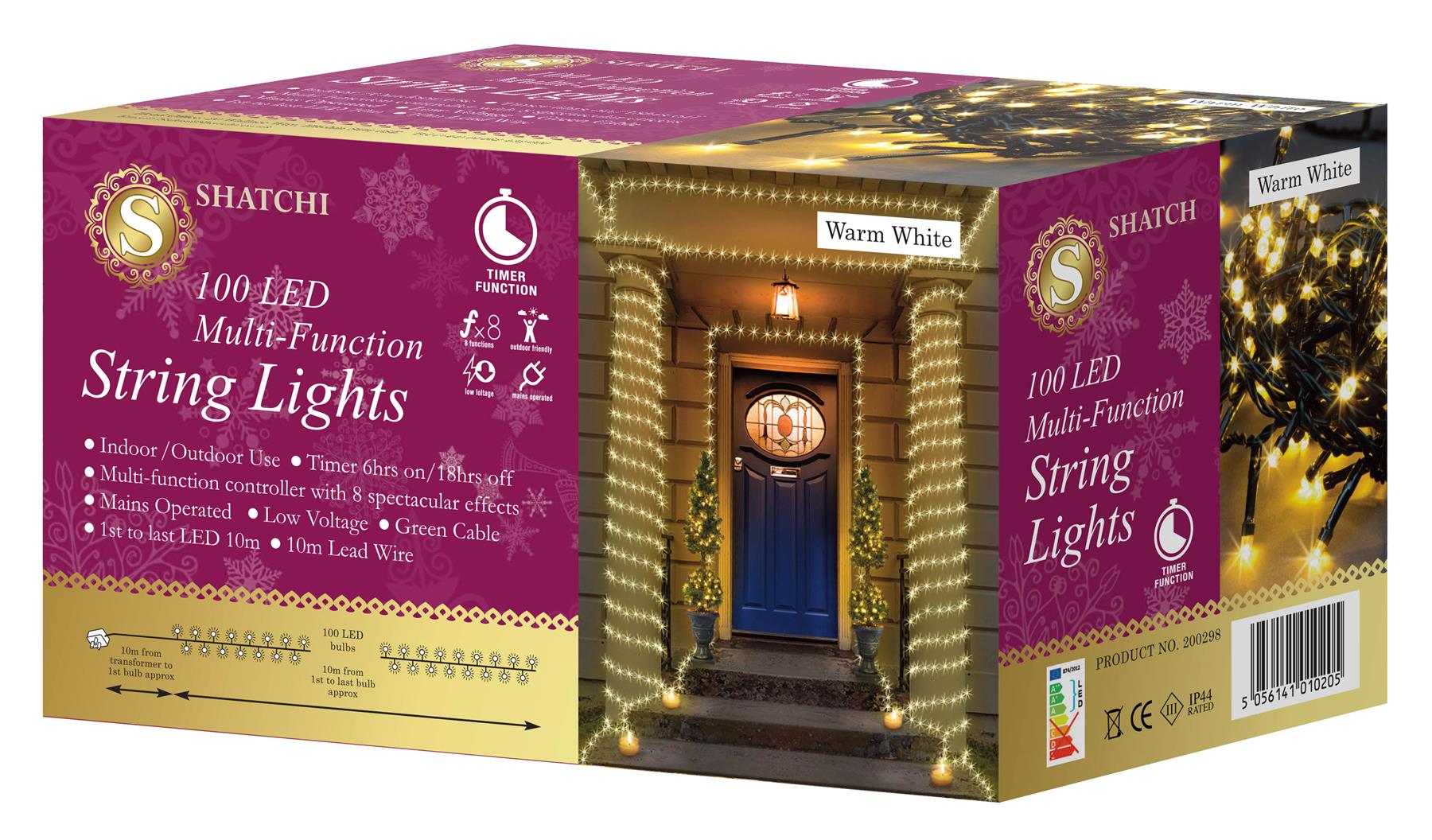 100 LED Fairy Lights Christmas Outdoor Main Plug-In Xmas Home Garden Tree Decor