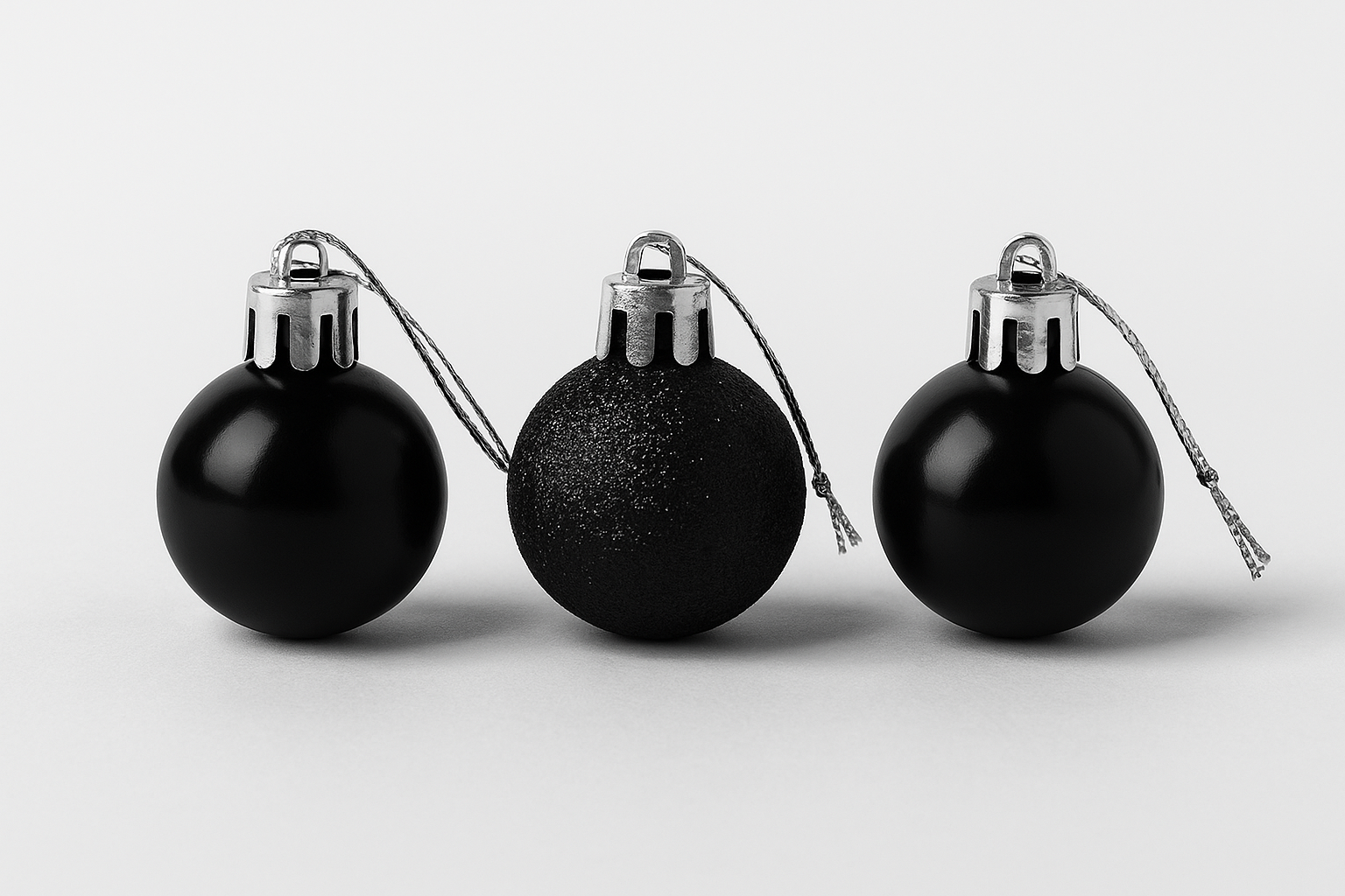 12pcs Christmas Baubles Tree Ornaments Black Balls Xmas Hanging Decorations 30mm