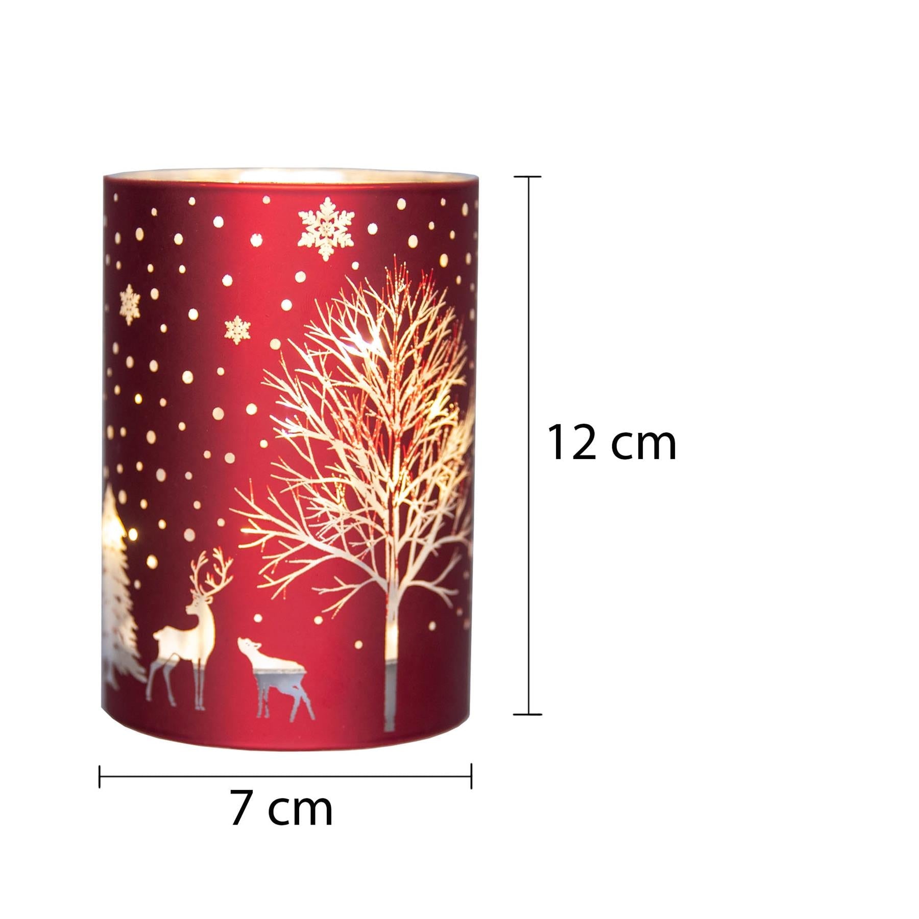 Christmas Decorated Vase Led Red Glass Vase / Tree 12cm Home Table Decoration