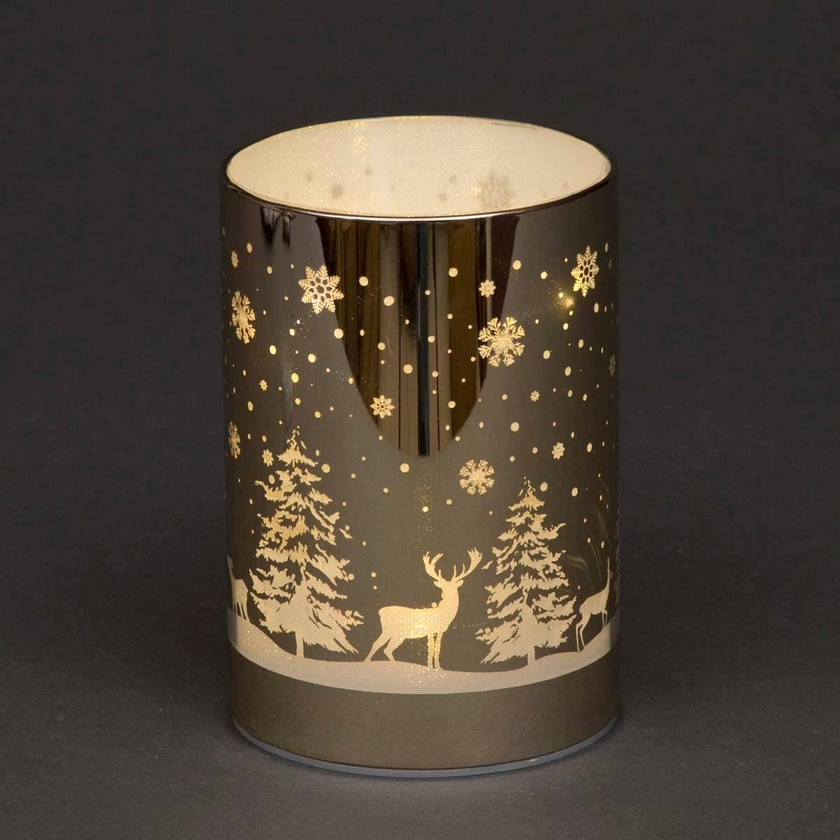 13Cm Christmas Decorated Vase Table Forest Scene Gold