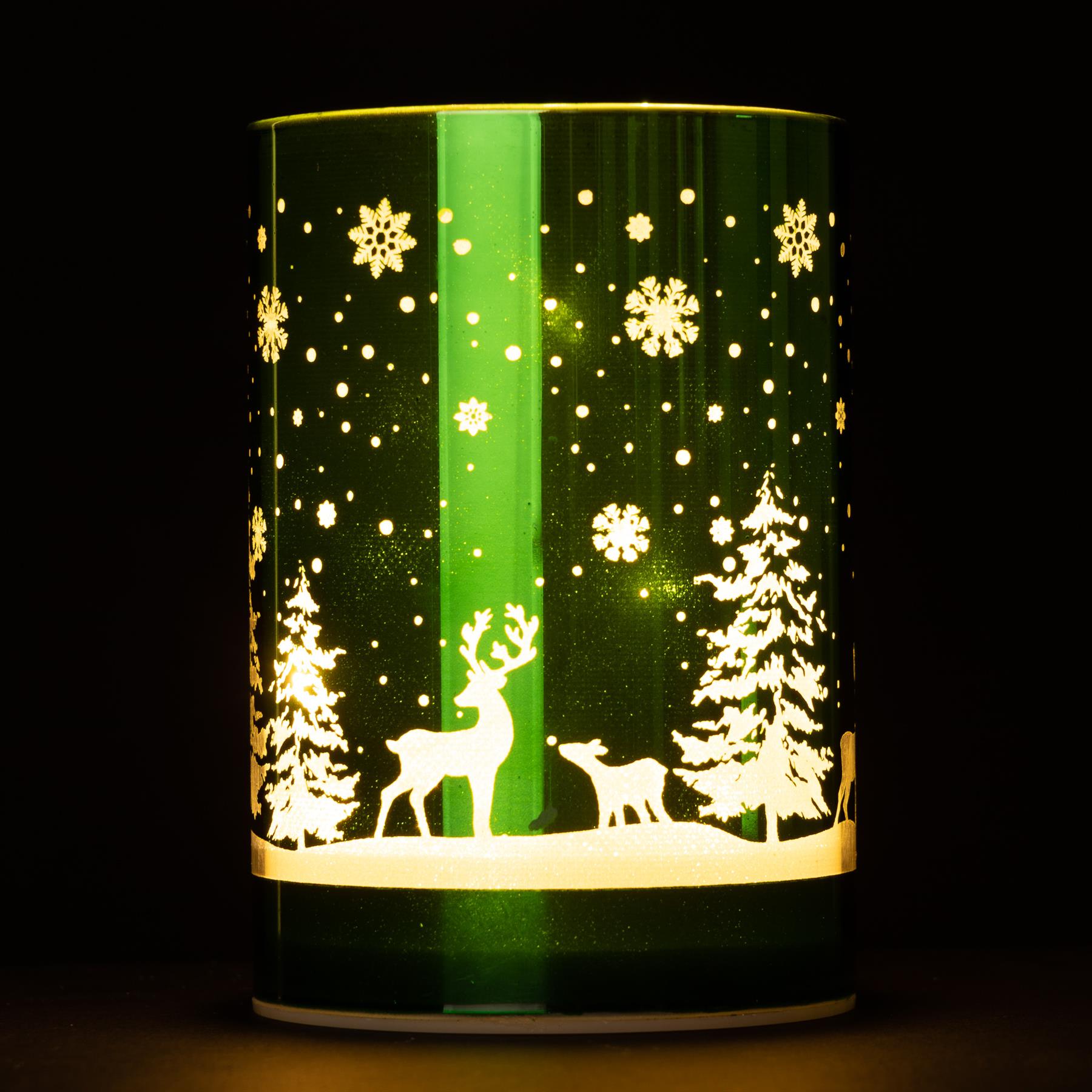 Christmas Lantern Table Lamp LED Vase Forest Scene Green Table Decoration UK