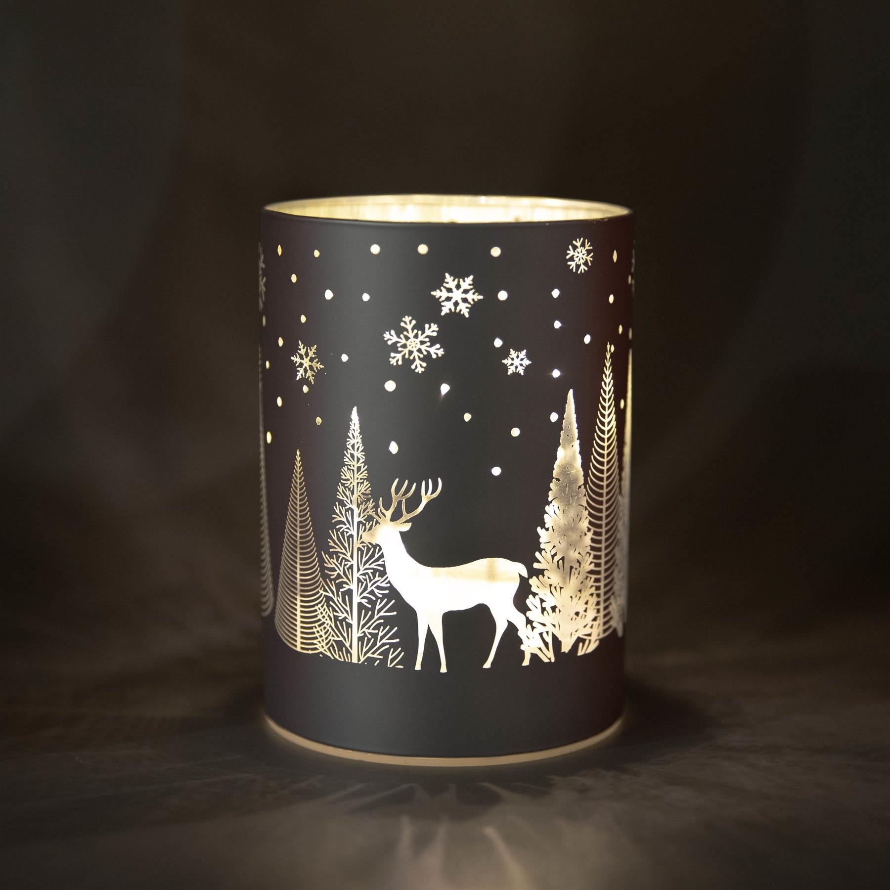 Christmas Decorated Vase Led Silver Glass Vase / Forest 14cm Home Table Decor