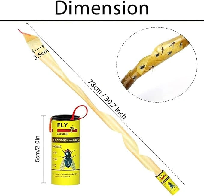36Pcs Pesticide Free Fly Paper, Sticky Fly Catchers 78cm Long - 5cm x 2.5cm Tap