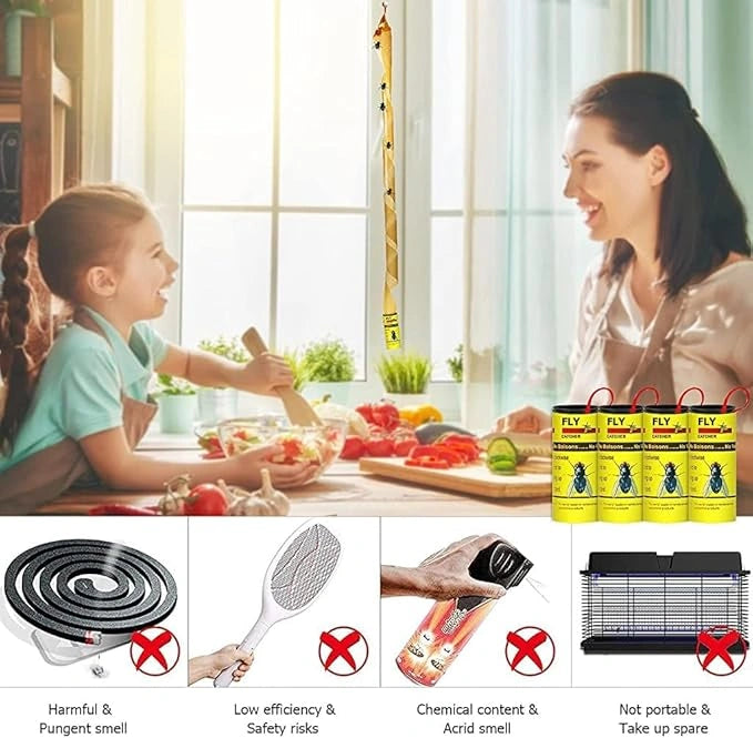 36Pcs Pesticide Free Fly Paper, Sticky Fly Catchers 78cm Long - 5cm x 2.5cm Tap