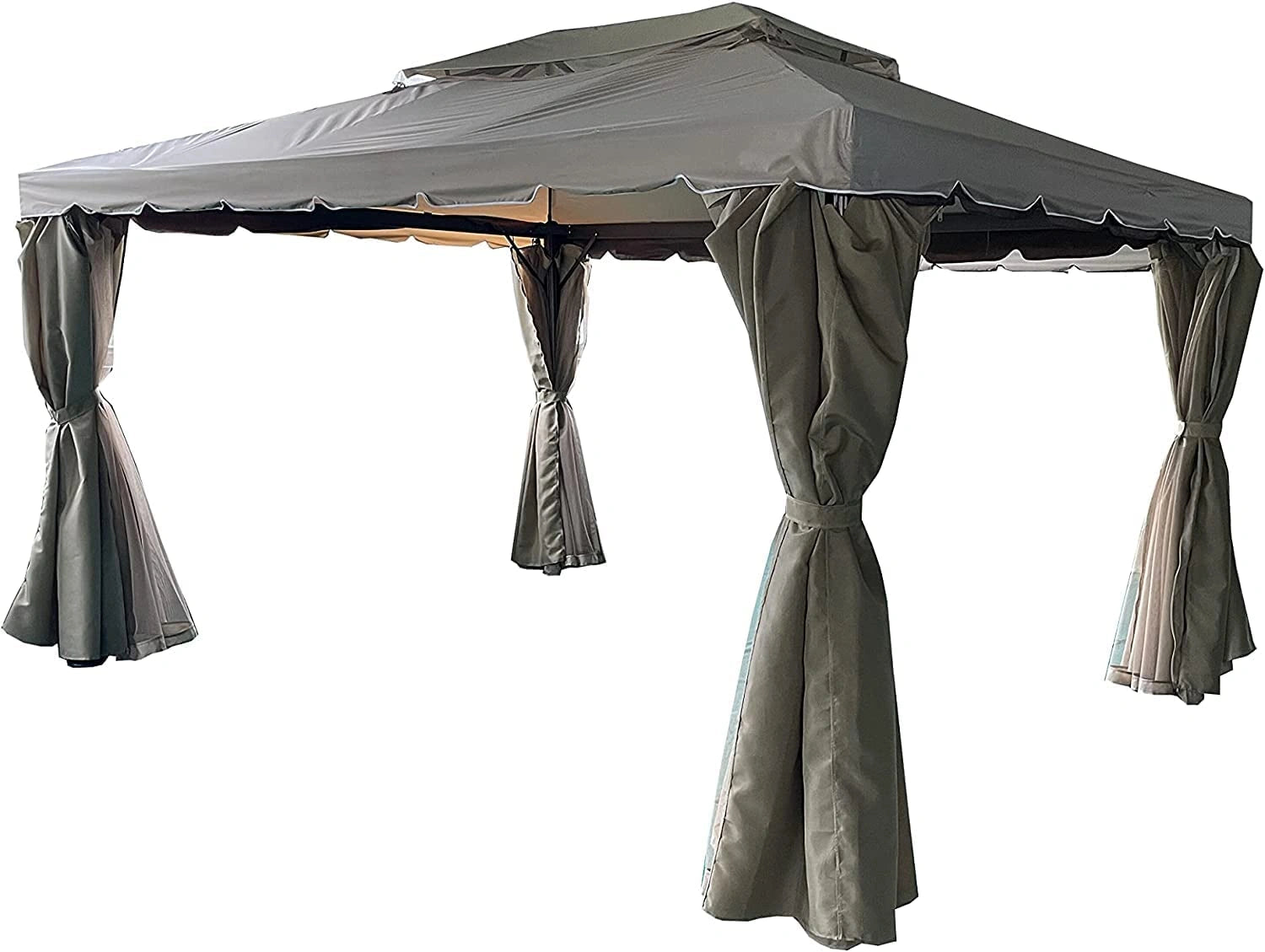 3x3x2.75m Khaki Gazebo with Nets Aluminium Frame and Powder coated Steel Roof