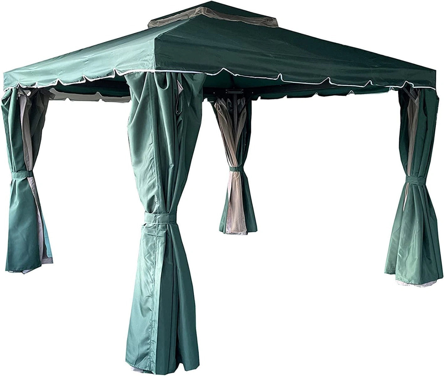 3x4x2.75m Green Gazebo with Nets Aluminium Frame and Powder coated Steel Roof