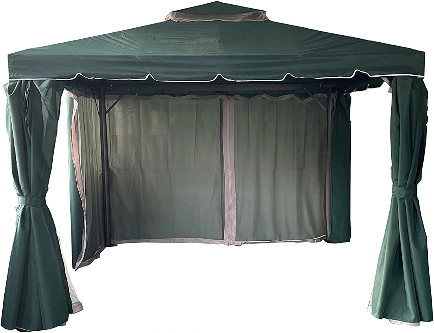 3x4x2.75m Green Gazebo with Nets Aluminium Frame and Powder coated Steel Roof