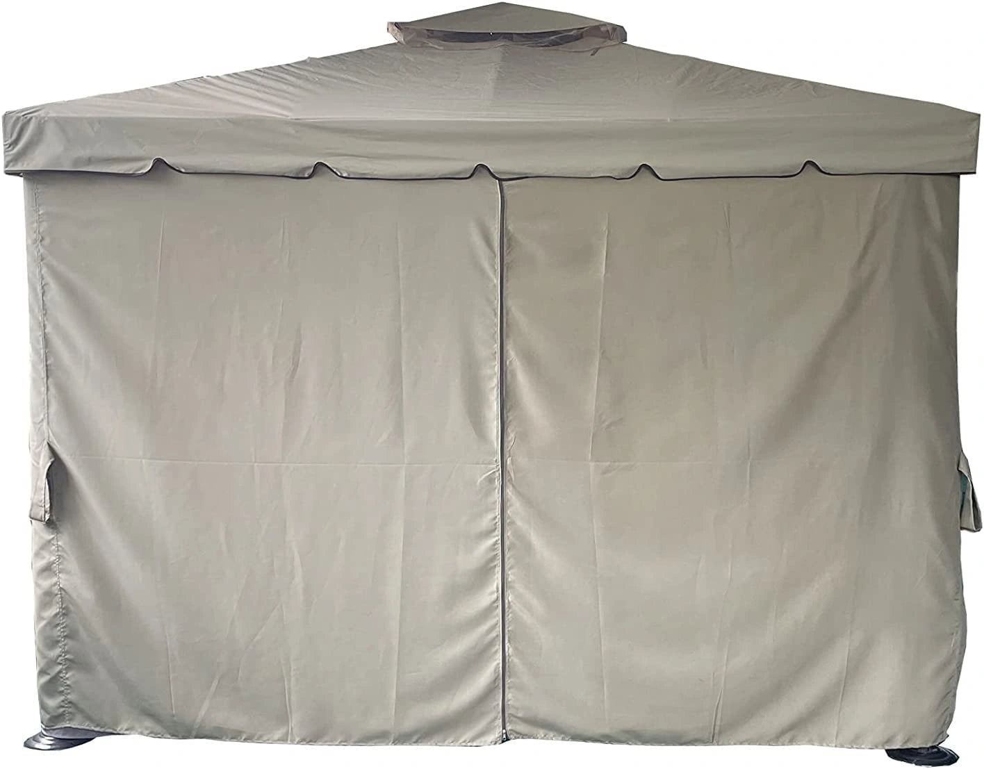 3x4x2.75m Khaki Gazebo with Nets Aluminium Frame and Powder coated Steel Roof