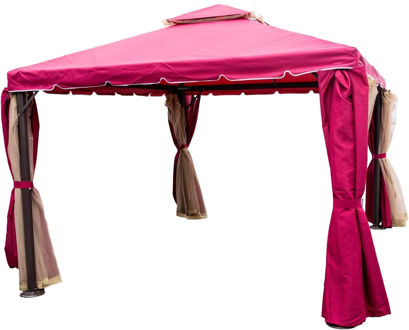 3x4x2.75m Red Gazebo with Nets Aluminium Frame and Powder coated Steel Roof