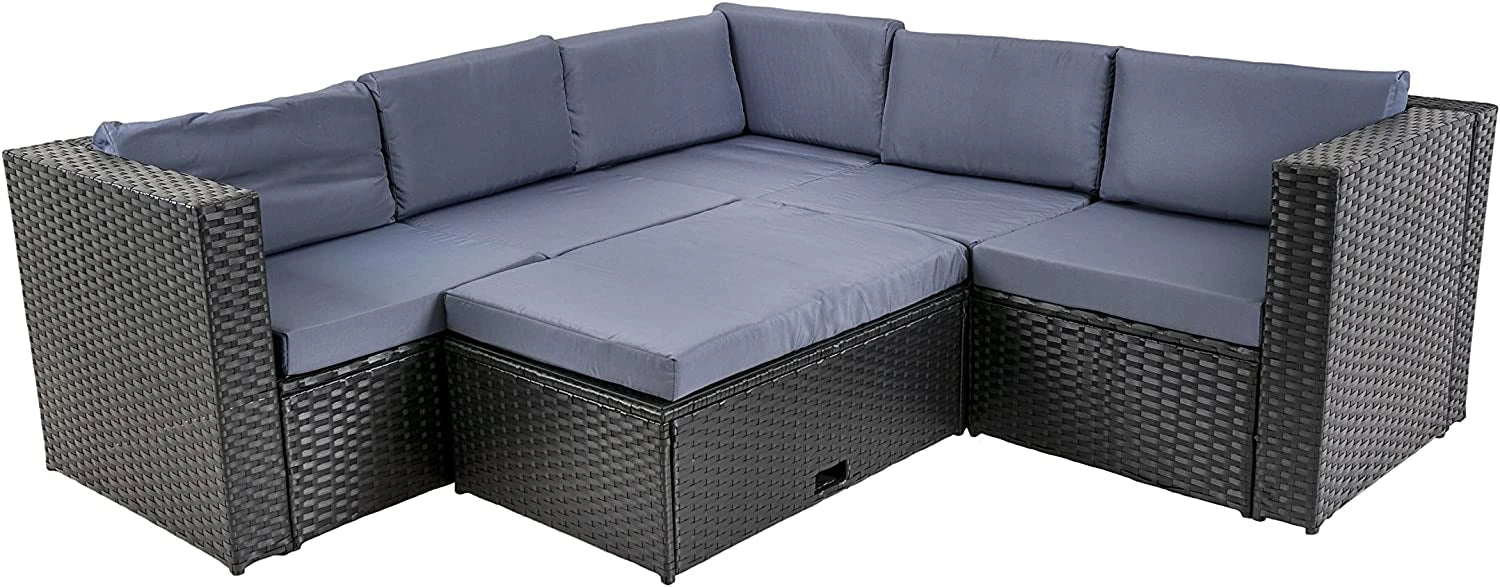 4-Seater Garden Furniture Set – 2-Seater Rattan Sofa, Table & 2 Chairs for Indoor/Outdoor