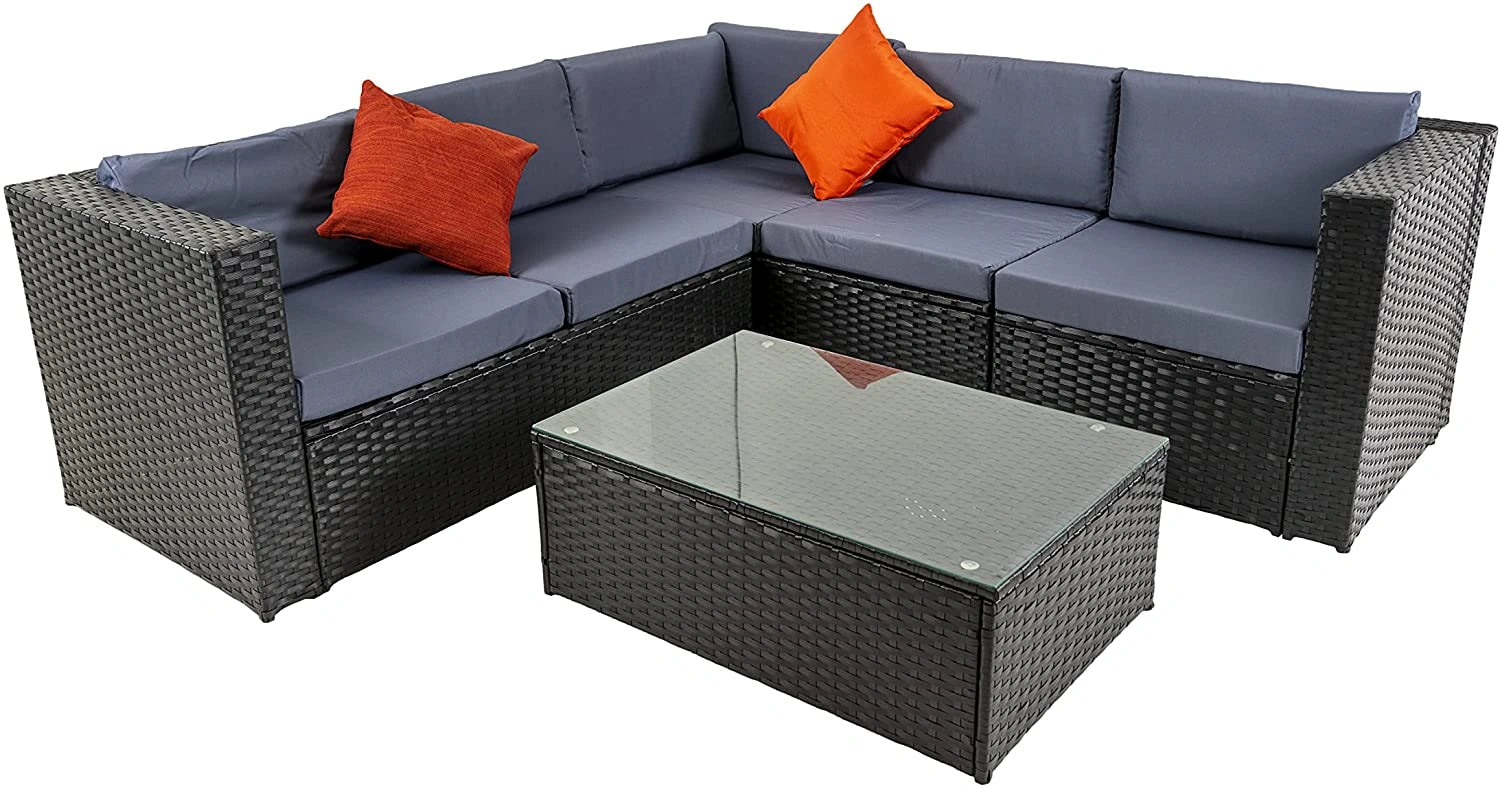 4-Seater Garden Furniture Set – 2-Seater Rattan Sofa, Table & 2 Chairs for Indoor/Outdoor