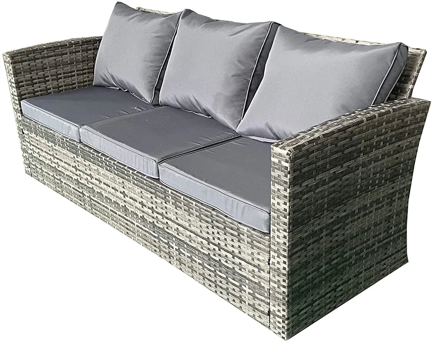 6 Seater Rattan Garden Set: 3x2 Sofa, Chairs, Table, Storage