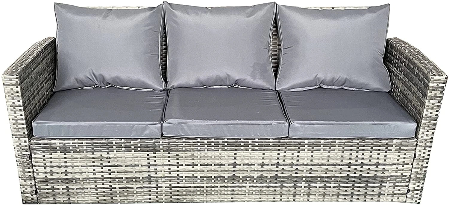 6 Seater Rattan Garden Set: 3x2 Sofa, Chairs, Table, Storage