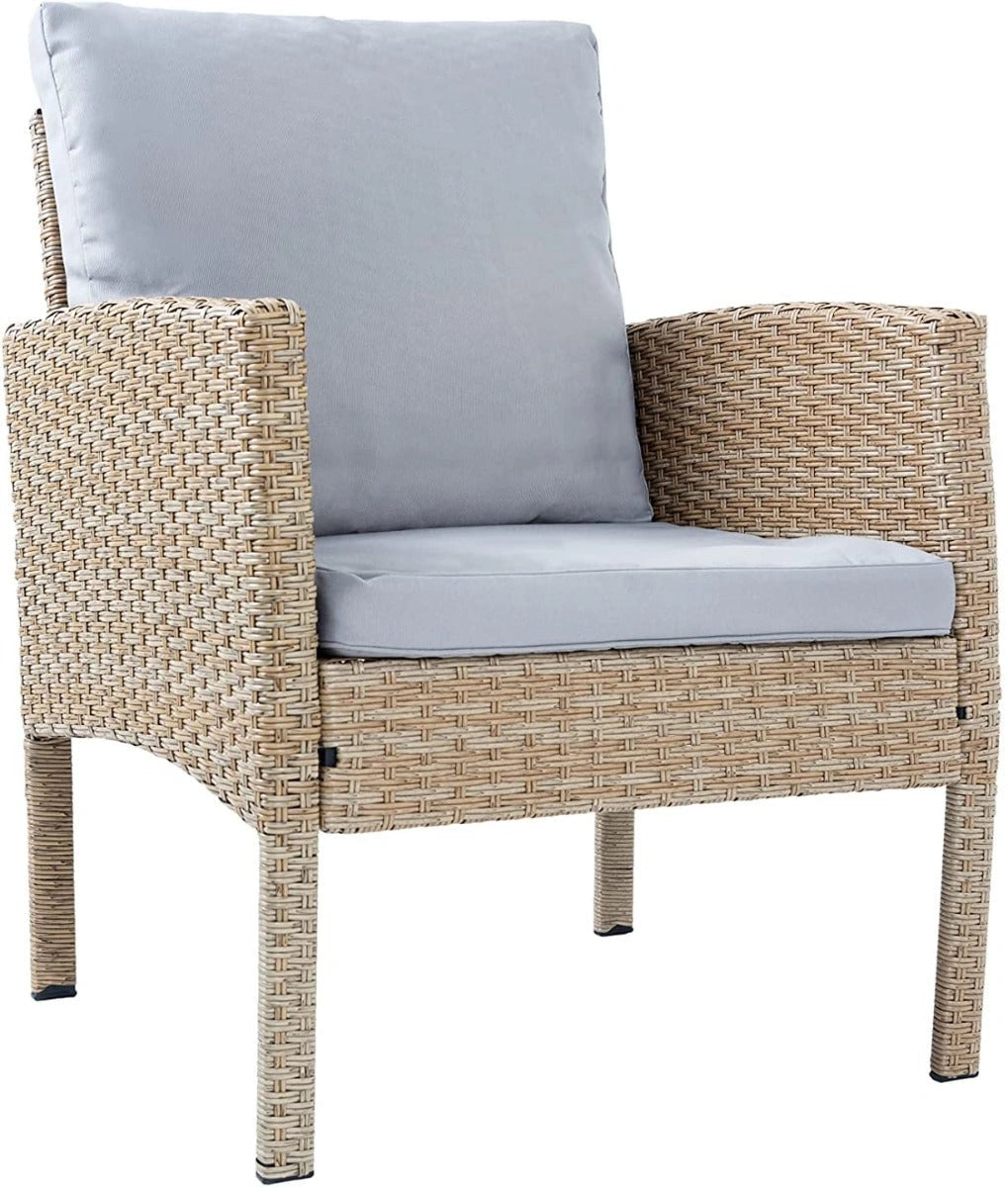6 Seater Rattan Garden Set: 2 Stools, 2x1 Sofa, 1x3 Sofa, Table
