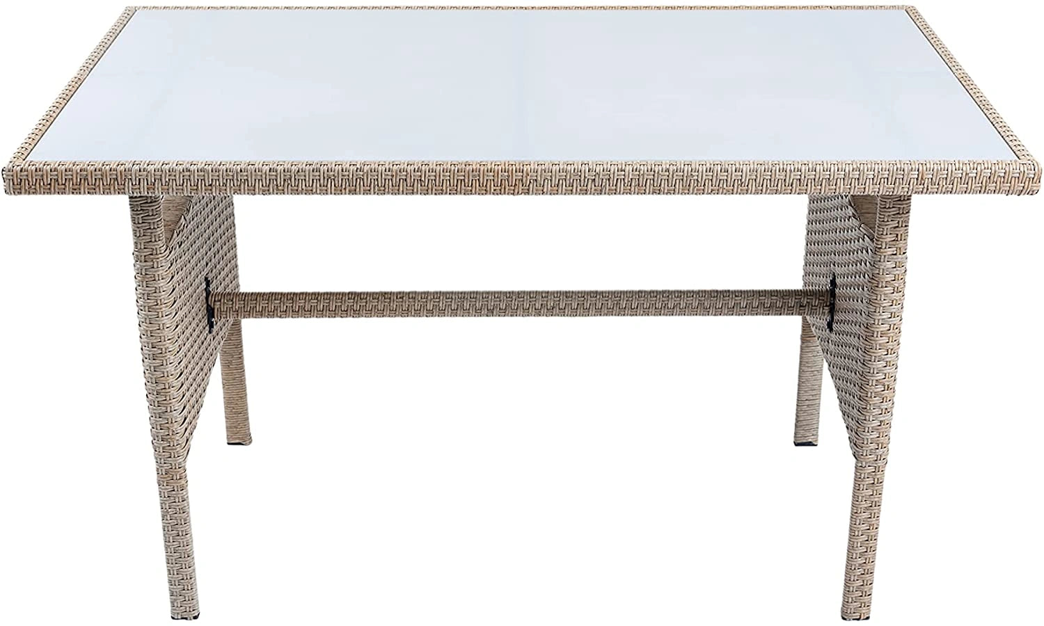 6 Seater Rattan Garden Set: 2 Stools, 2x1 Sofa, 1x3 Sofa, Table