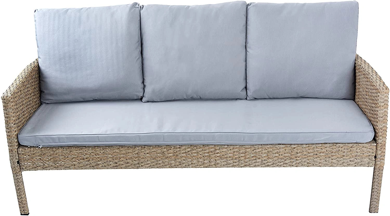 6 Seater Rattan Garden Set: 2 Stools, 2x1 Sofa, 1x3 Sofa, Table