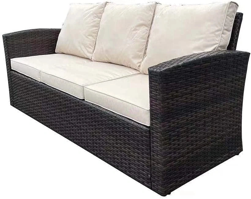 7 Seater Dark Brown Rattan Sofa Set