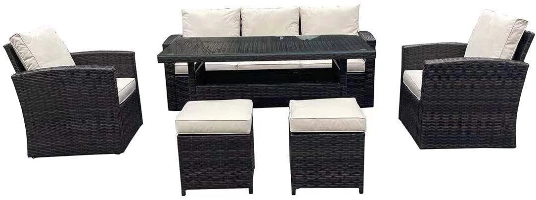 7 Seater Dark Brown Rattan Sofa Set