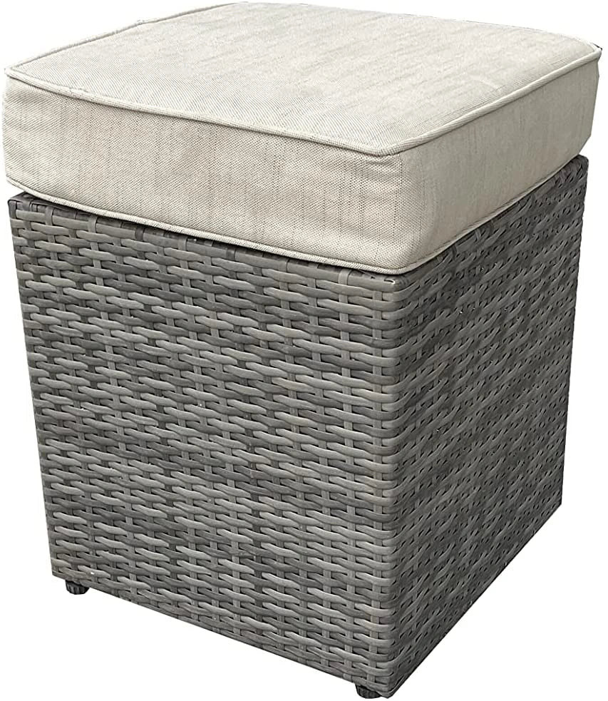 Grey 8 Seater Rattan Sofa Set: 2 Stools, 1+2+3 Seater Sofas
