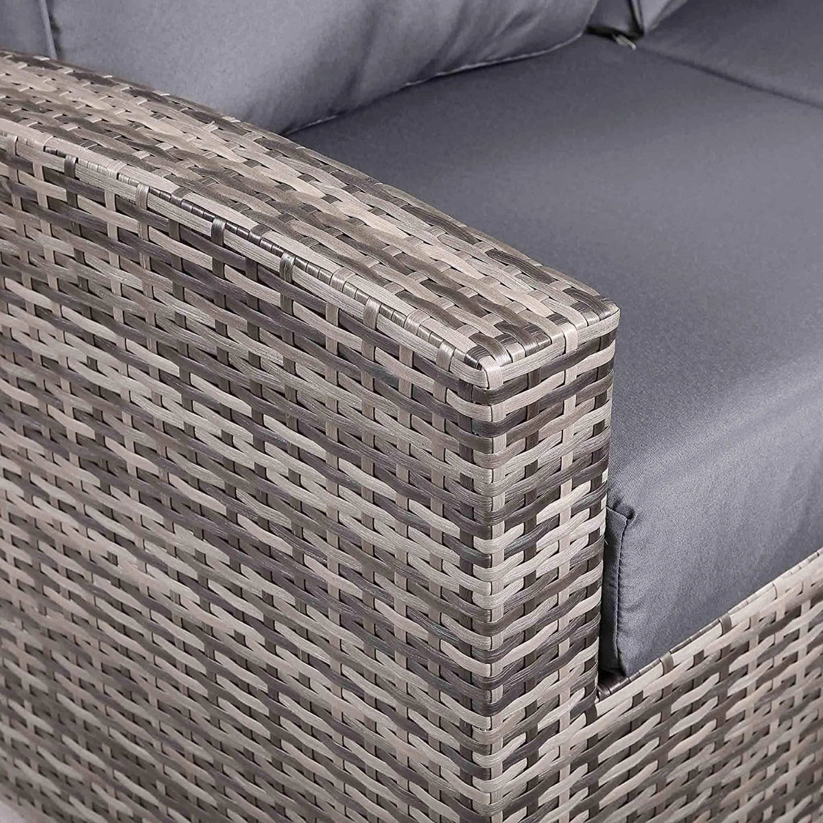 Grey 8 Seater Rattan Garden Set: Corner Sofa, Stools, Table